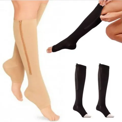 Plastic Calf Yoga Socks Compression Zipper