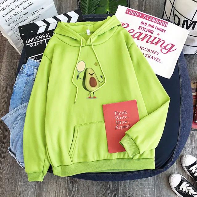 Sweatshirt Top Avocado Pattern Hoodie Couple Shirt Green - Shop at LoveMi