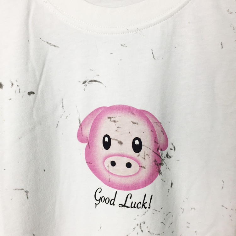 Calendar Pig Print Loose Couple Short Sleeves