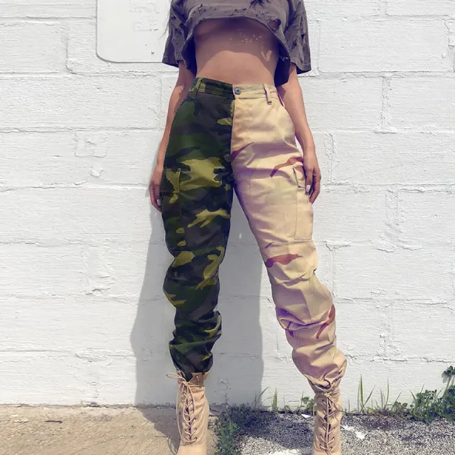 Sexy Pocket Cargo Pants for Women's Clash Camo Casual Pants Camouflage M - Shop at LoveMi