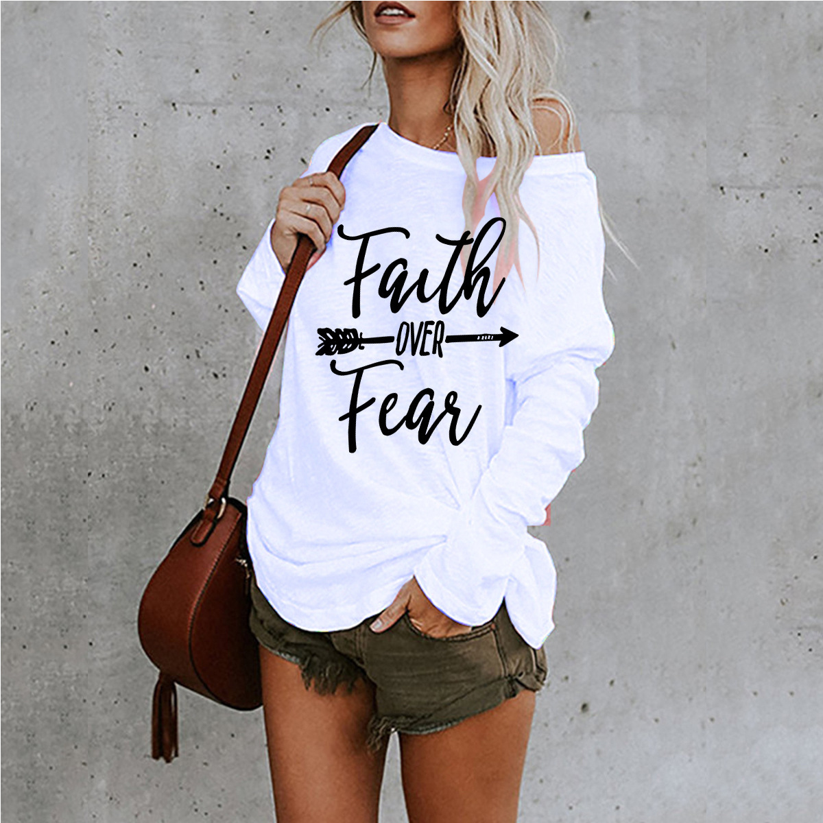 Ladies Printed Mid-length Lrregular T-shirt