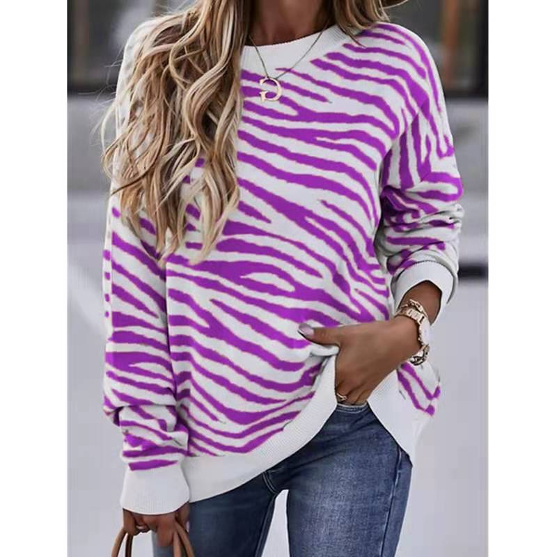 Tie-Dye Striped Printed Long-Sleeved Top T-Shirt Women