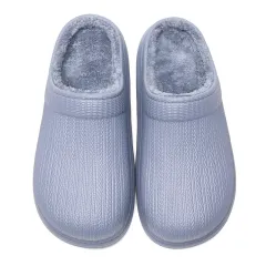 Soft Velvet Cute Thick Indoor Casual Home Cotton Slippers - Blue - View 1