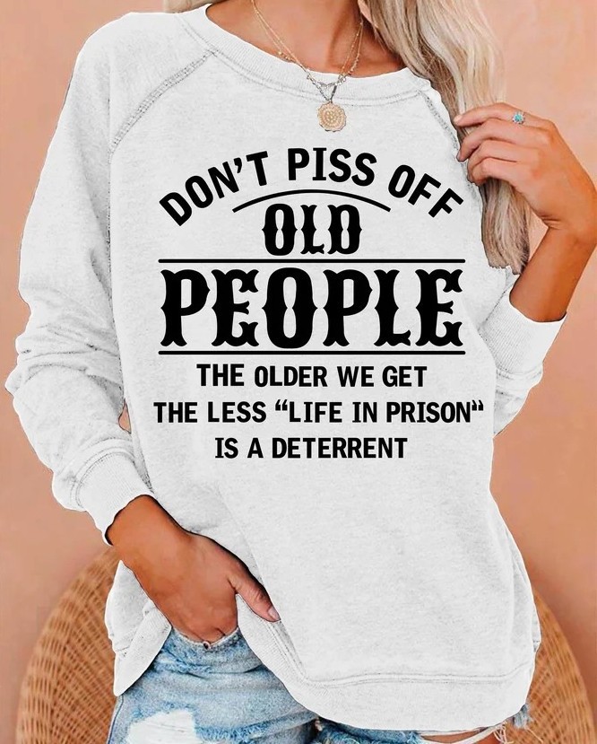 Women's Round Neck Long Sleeve Pullover Casual Letter Printing Sweater