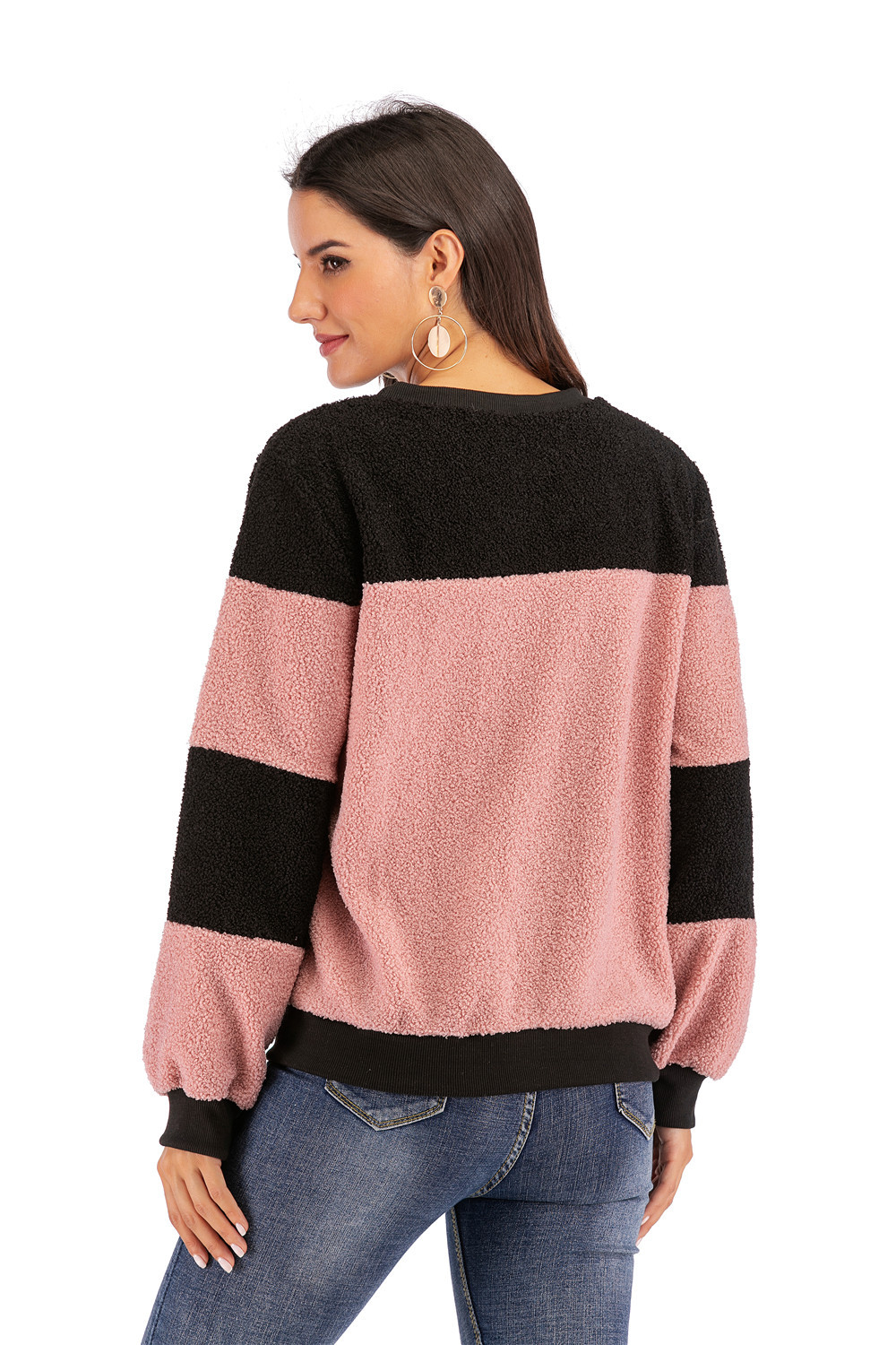 Stitching Teddy Fleece Sweatshirt Plush Top