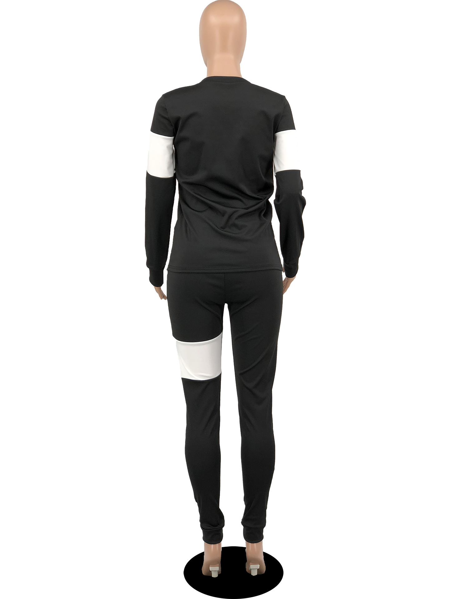 European and American Women's Casual Long Sleeve Printing Two-piece Suit