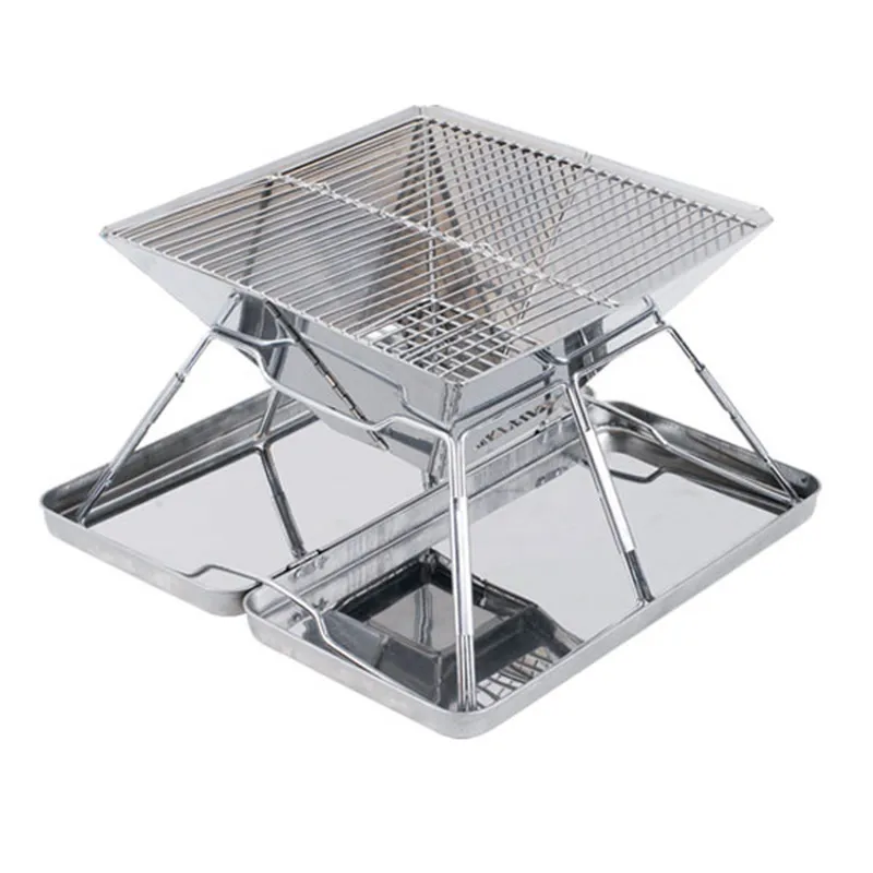 Stainless Steel 3-4 People Picnic Portable Foldable Barbecue Grill - 31X31X21Cm