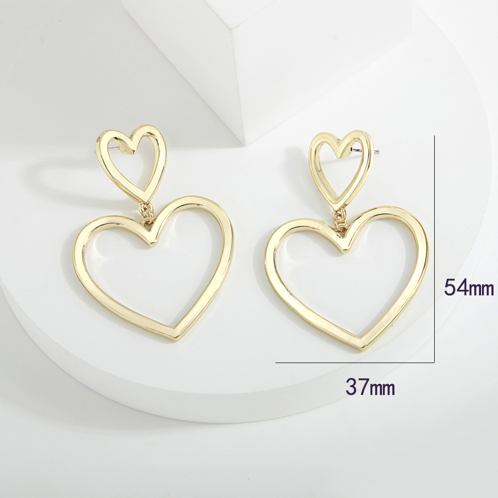 European and American Trend Creative Golden Hollow Love Earrings