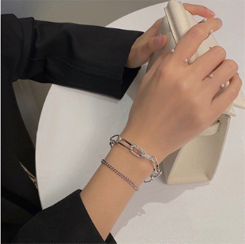 Rhinestone Double Layered Bracelet New Light Luxury Niche