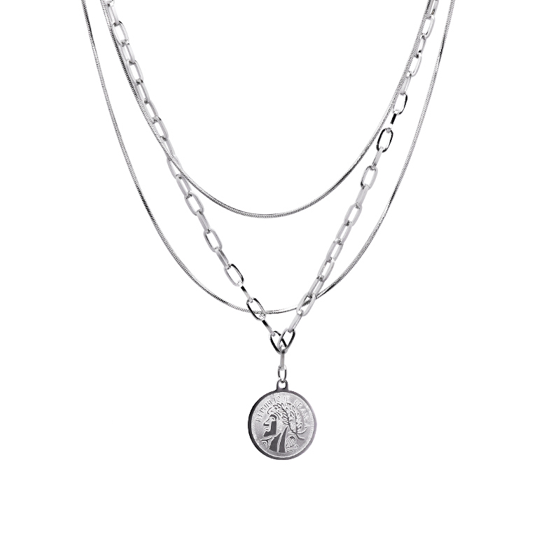 Human Head Coin Necklace Niche Design Sense Clavicle Chain