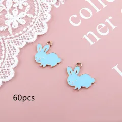 Stay Cute Alloy Dripping Oil Rabbit Pendant Earrings - Blue - View 1