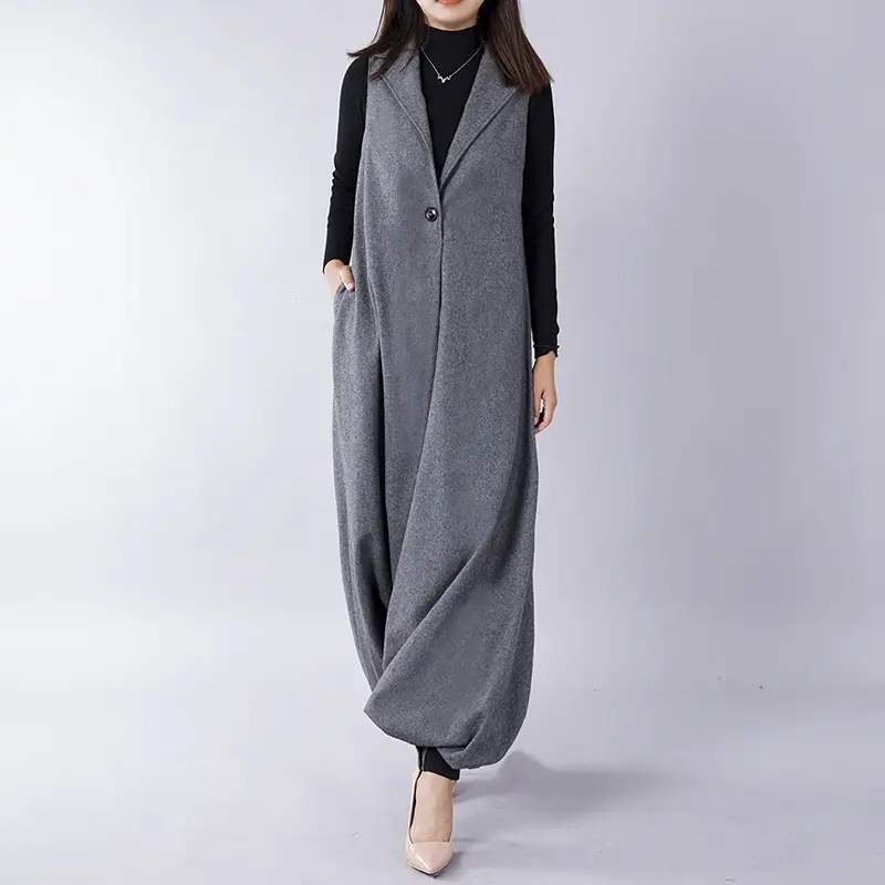 Wool Overalls Large Size Loose Tweed Jumpsuit