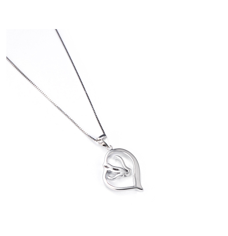 Sterling Silver Double Head Horse Heart Necklace