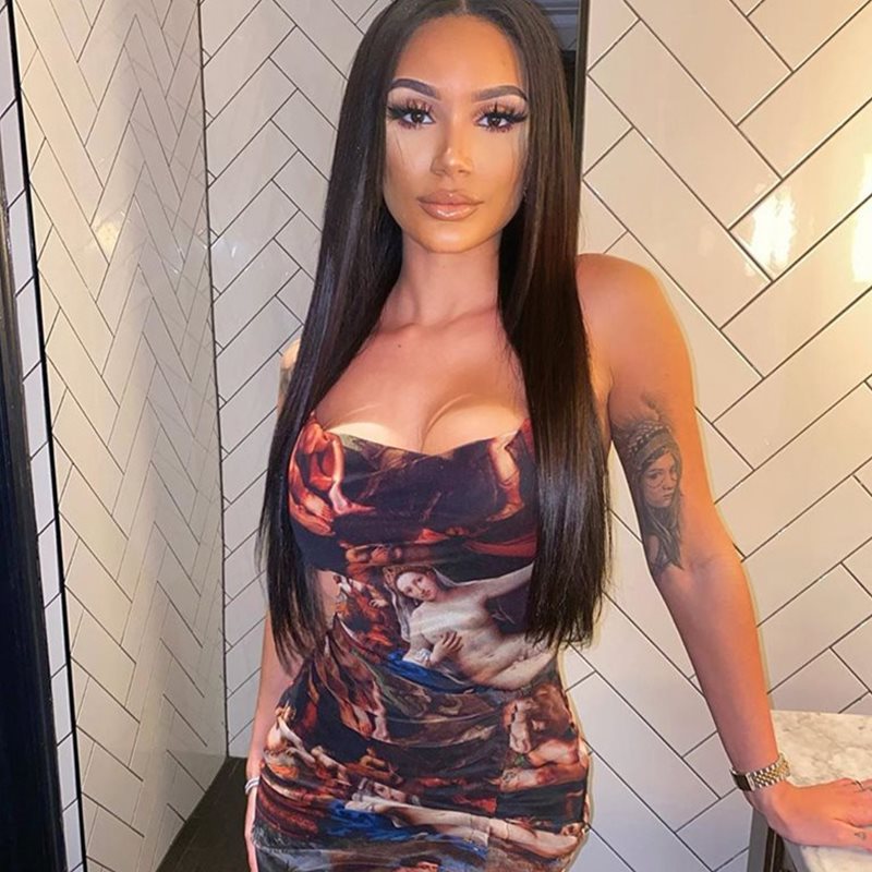 New Women's Sling Sexy Shoulder Print Dress