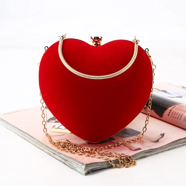 Heart shaped Clutch Simple Dinner Bag Handmade Red - Shop at LoveMi