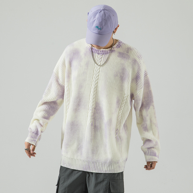 Title 5, Gradient Tie-dye Trend Round Neck Sweater for w...