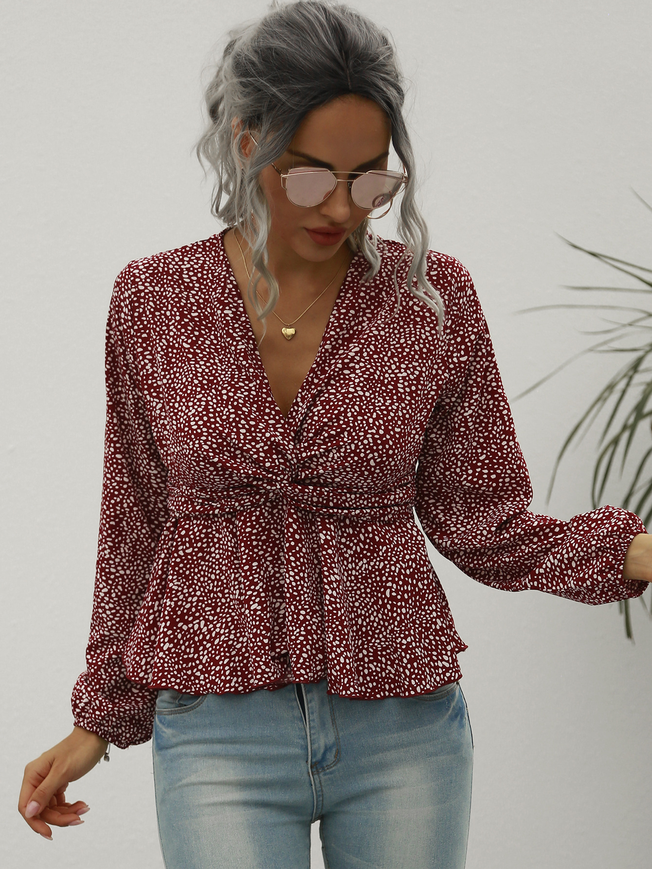 Trendy Sexy V-neck Long Sleeve Casual Shirt