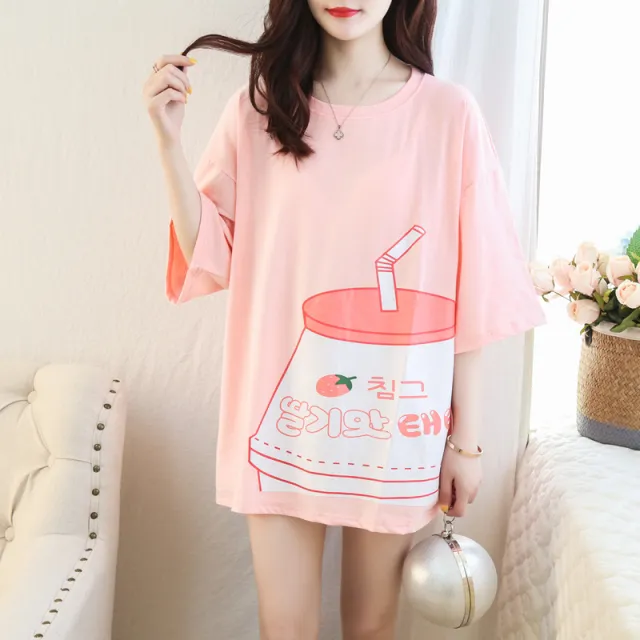Summer Loose Korean Style Cute And Sweet Top Pink - Shop at LoveMi