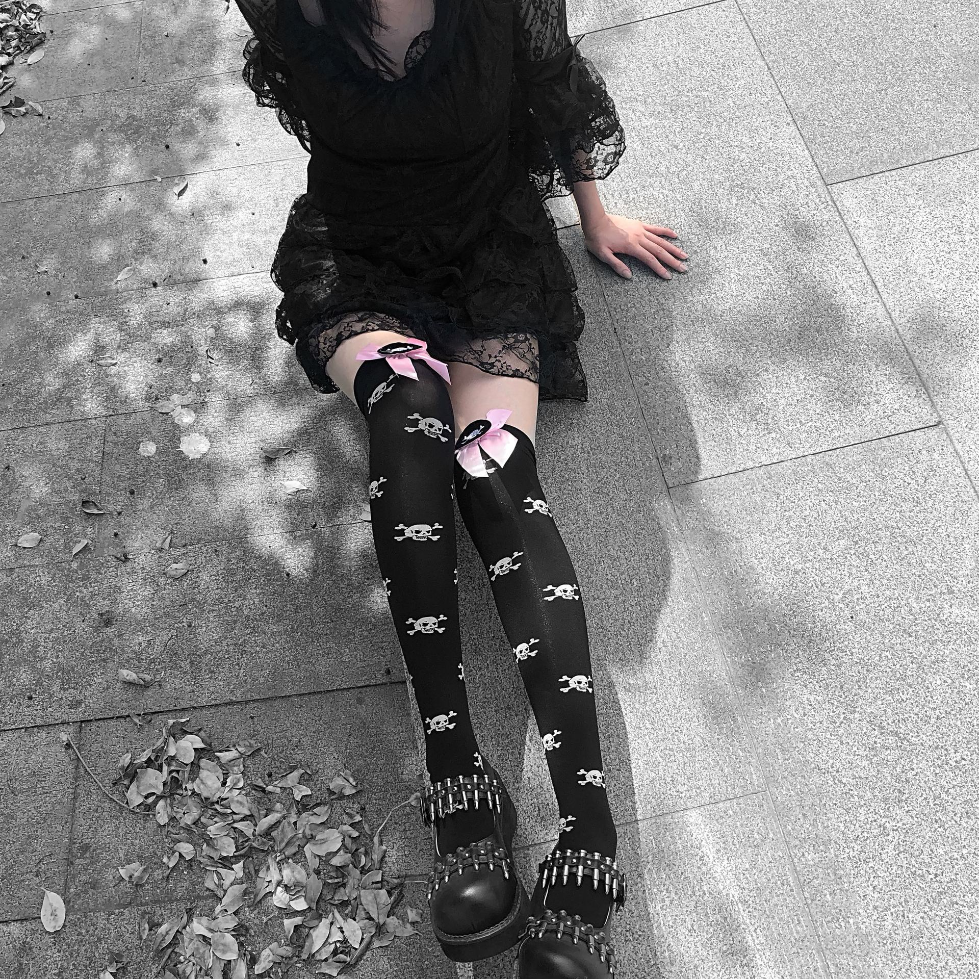 Stockings Children Lolita Bowknot Harajuku Black Pink Punk JK Leg Socks