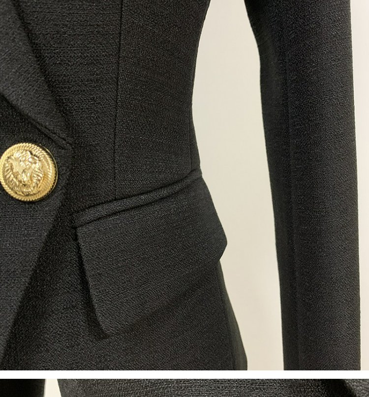 Black Silver Button Double-breasted All-match British Style Blazer