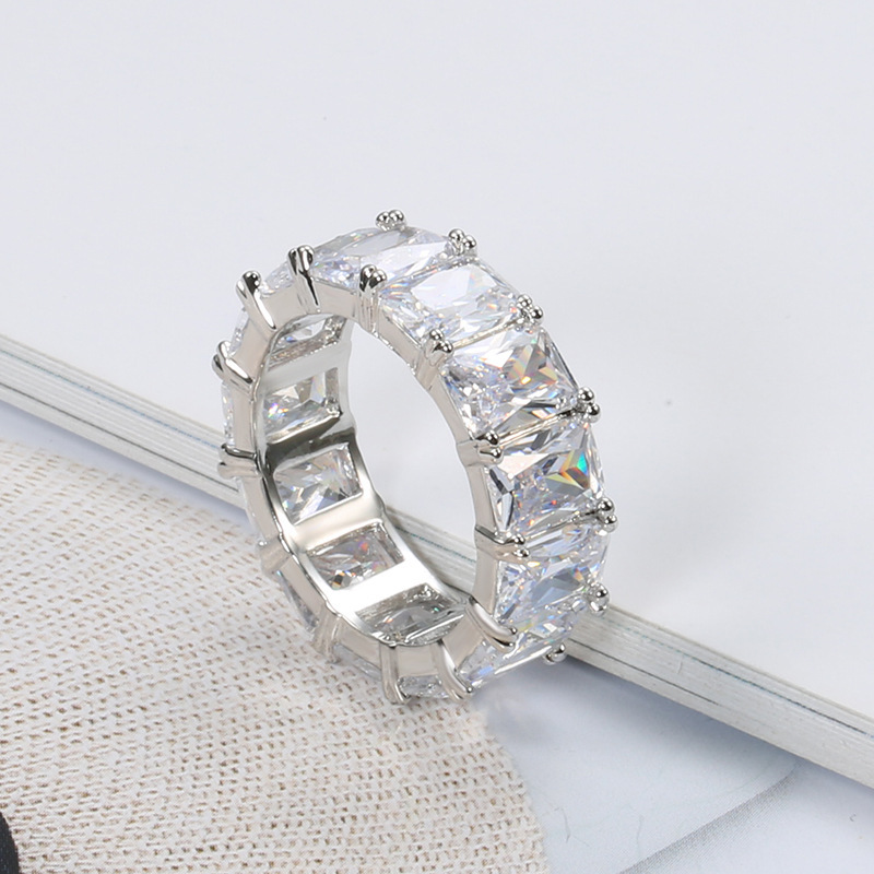 Fashion Bright Diamond Square Gemstone New Ring Women