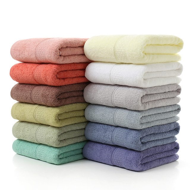 Bath Towel Long Staple Cotton Padded Towel Towel Square Plain Color