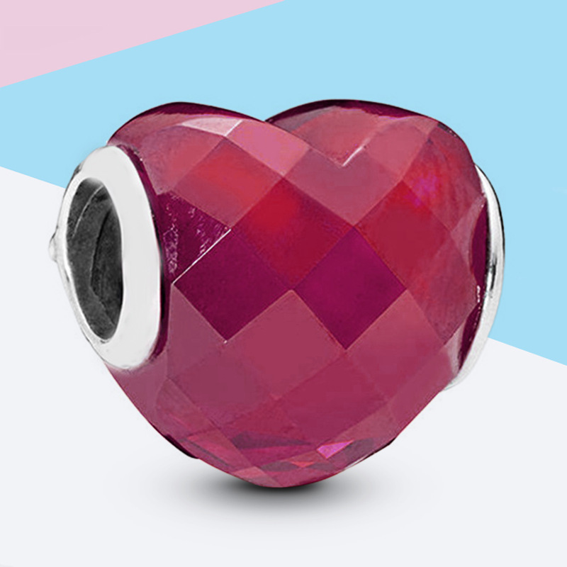 S925 Silver Beads Panjia Love Glass Beads Rose Red - Shop at LoveMi