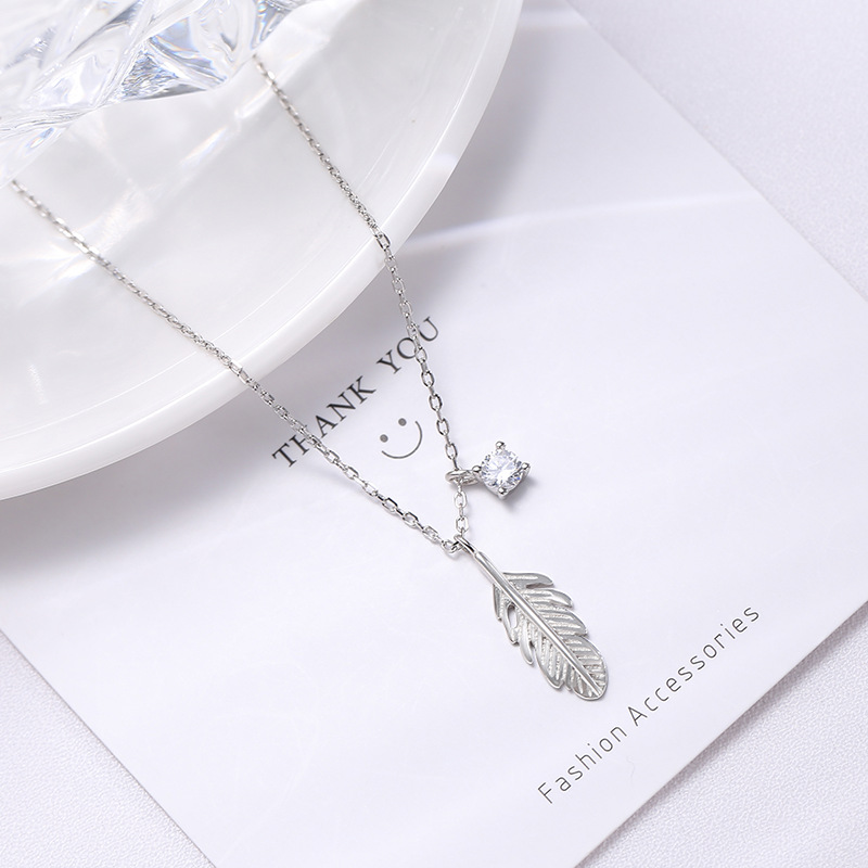S925 Sterling Silver Sen Is Sweet Literary Feather Necklace