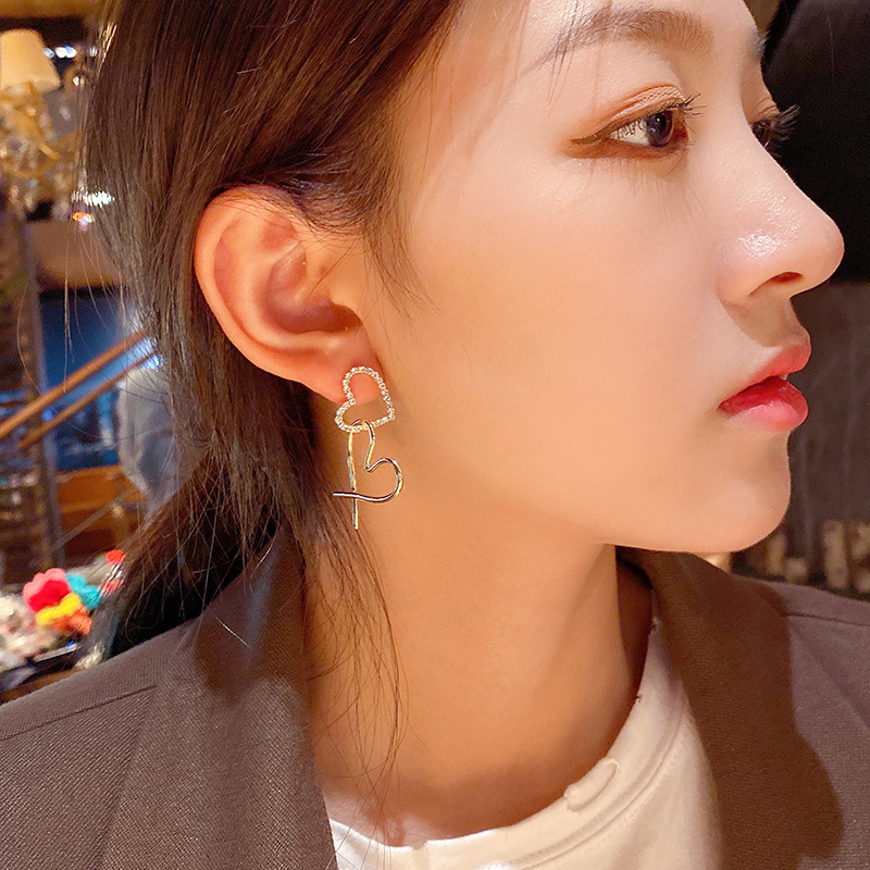 Zircon Love Heart Hanging Heart-shaped Earrings Women