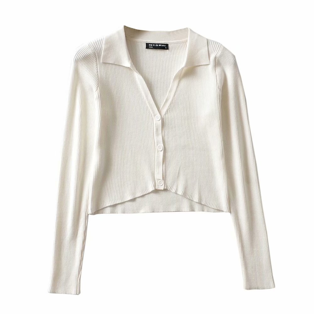 Irregular Lapel Single-breasted Knitted Cardigan