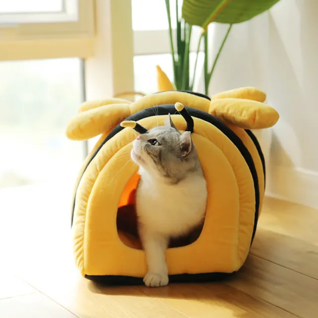 Semi enclosed Deep Sleep Warm Cute Pet Nest Yellow - Shop at LoveMi