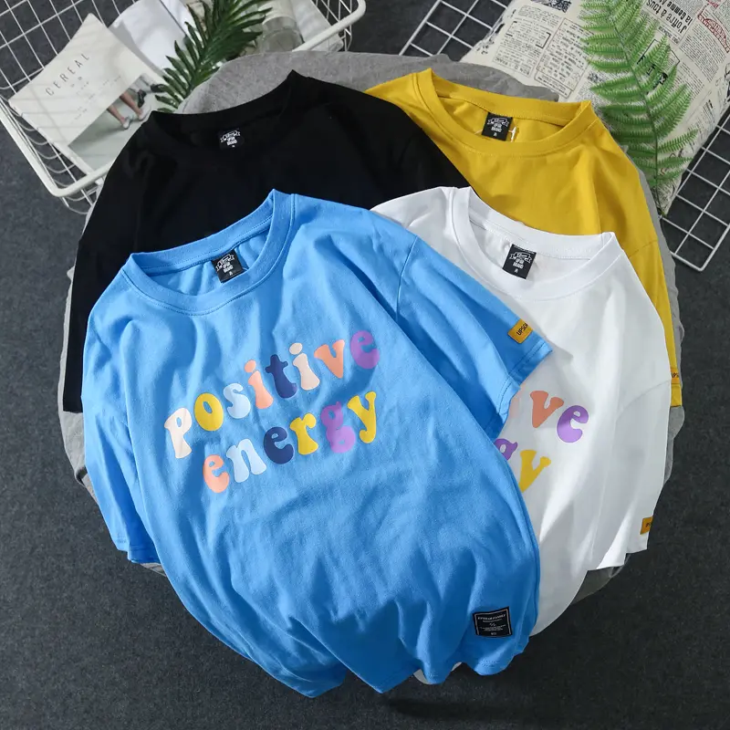 Short-Sleeved T-Shirt Male Letters Student Loose Half-Sleeved Trendy T Female