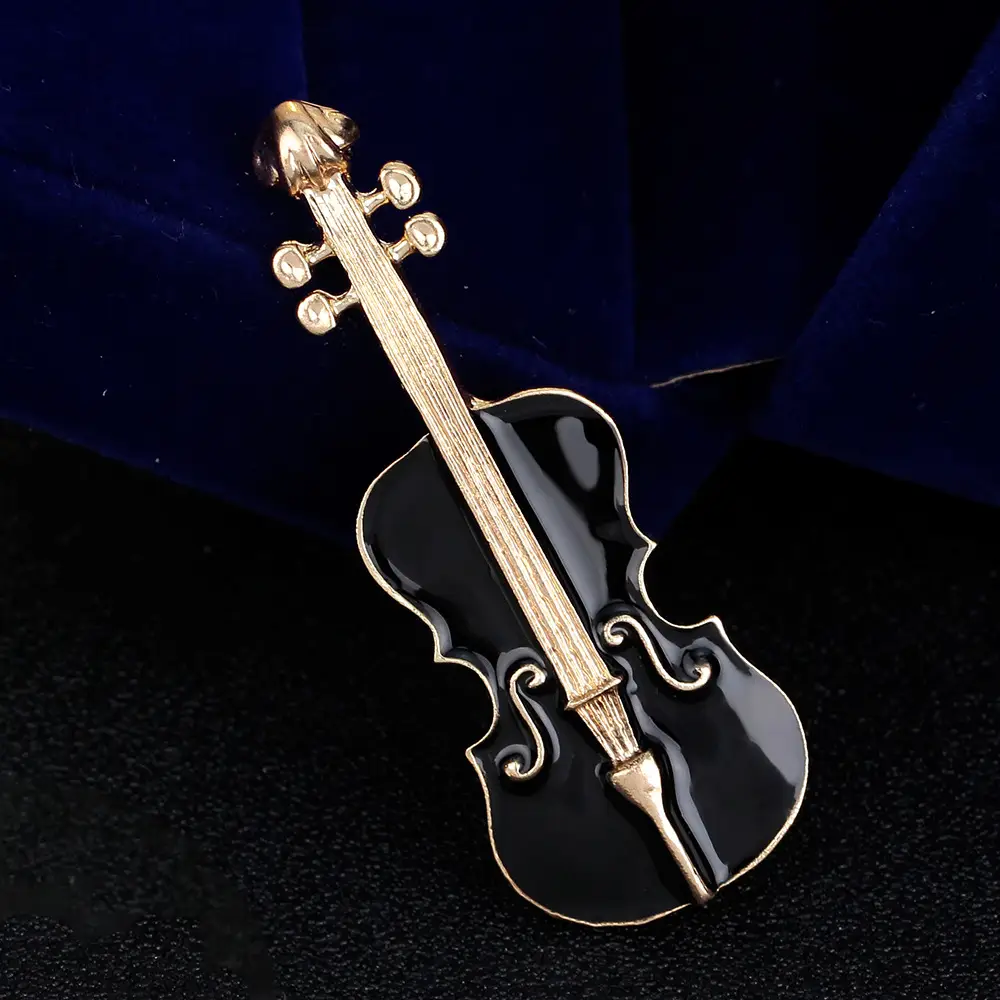 Women's Unisex Enamel Musical Instrument Violin Brooch