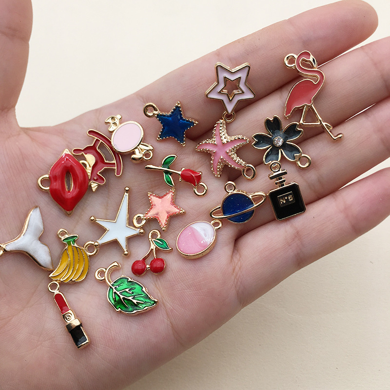 Hand - made DIY Jewelry Accessories Drop Oil Alloy Small Pendant