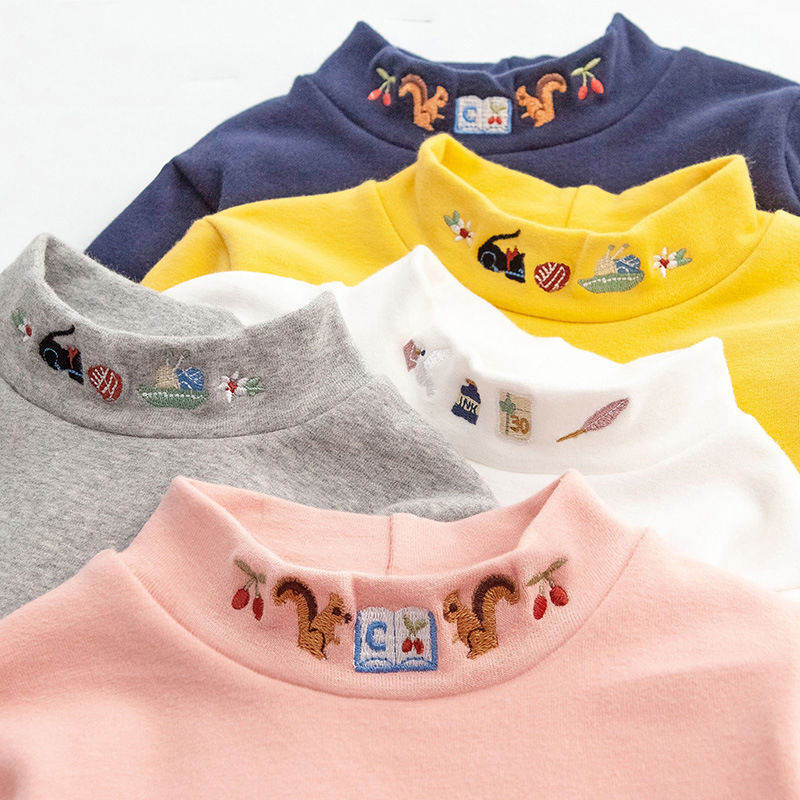 Children's Spring and Atumn High Collar Long Sleeve T-shirt