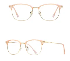 Men's and Women's Blu-ray Retro Flat Glasses Frame - Pink - View 1