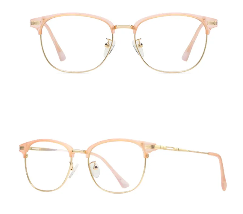 Men's and Women's Blu-ray Retro Flat Glasses Frame - Pink