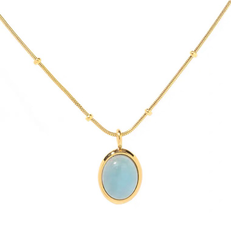 Gentle Aquamarine Necklace Retro Style Pendant