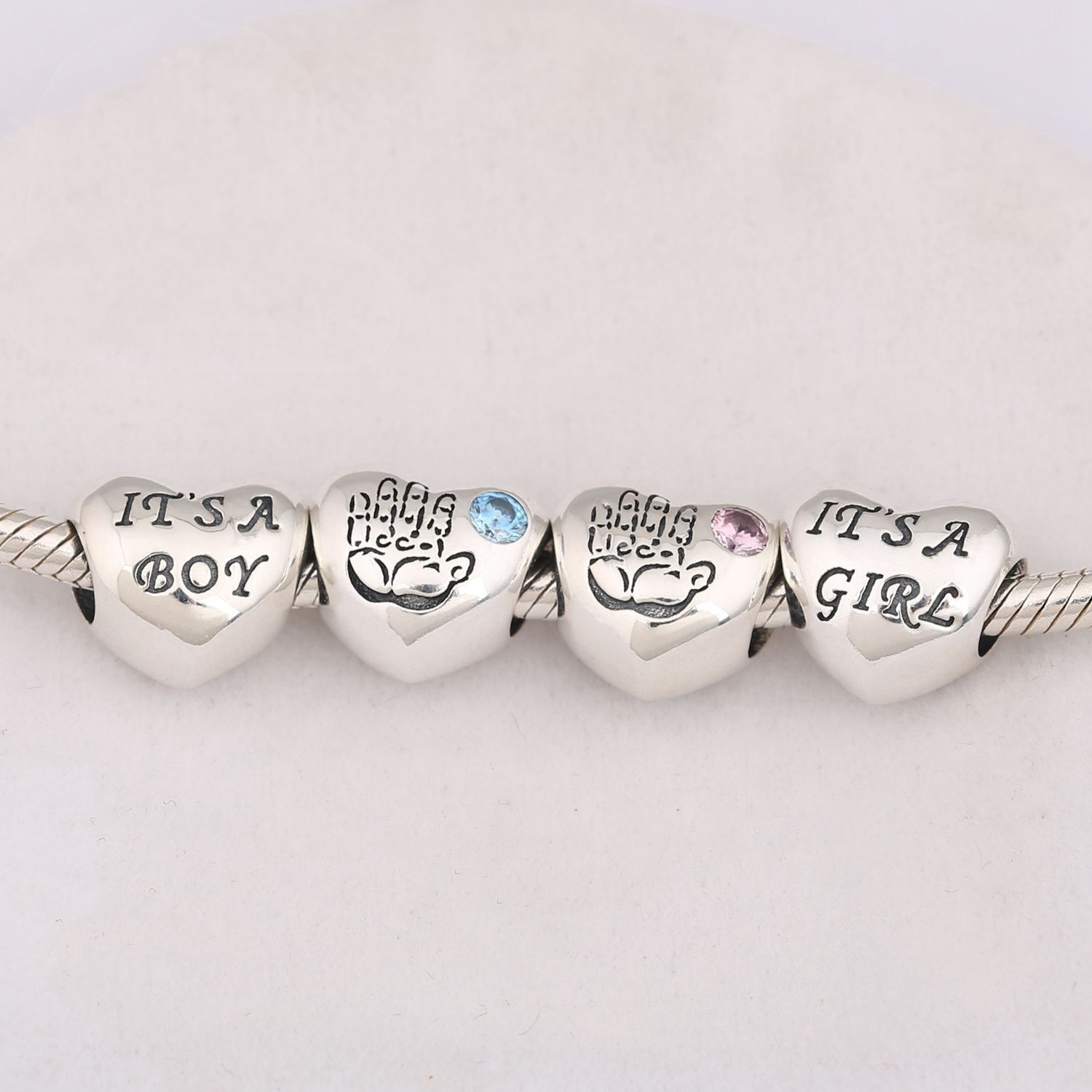 S925 Silver Bracelet Set With Diamond Love Boys And Girls