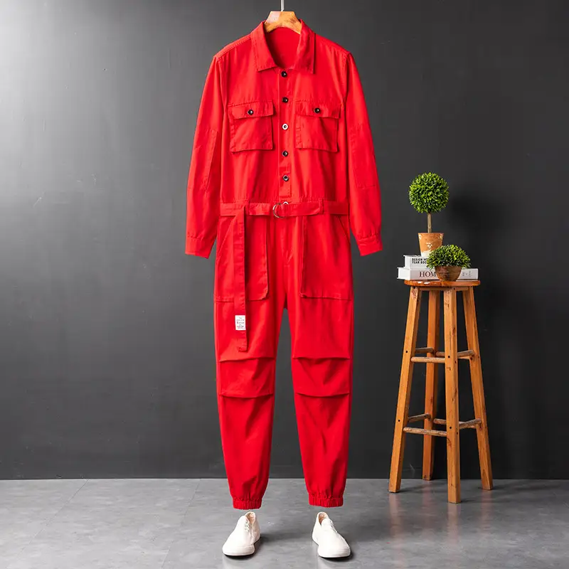 New Multi-Pocket Leg Binding One-Piece Suit
