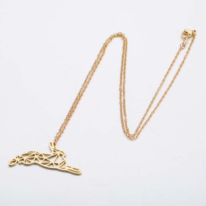 Hollow Stainless Steel Running Rabbit Necklace