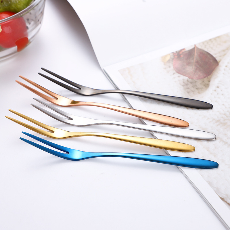 Creative Two Tooth Stainless Steel Fruit Fork