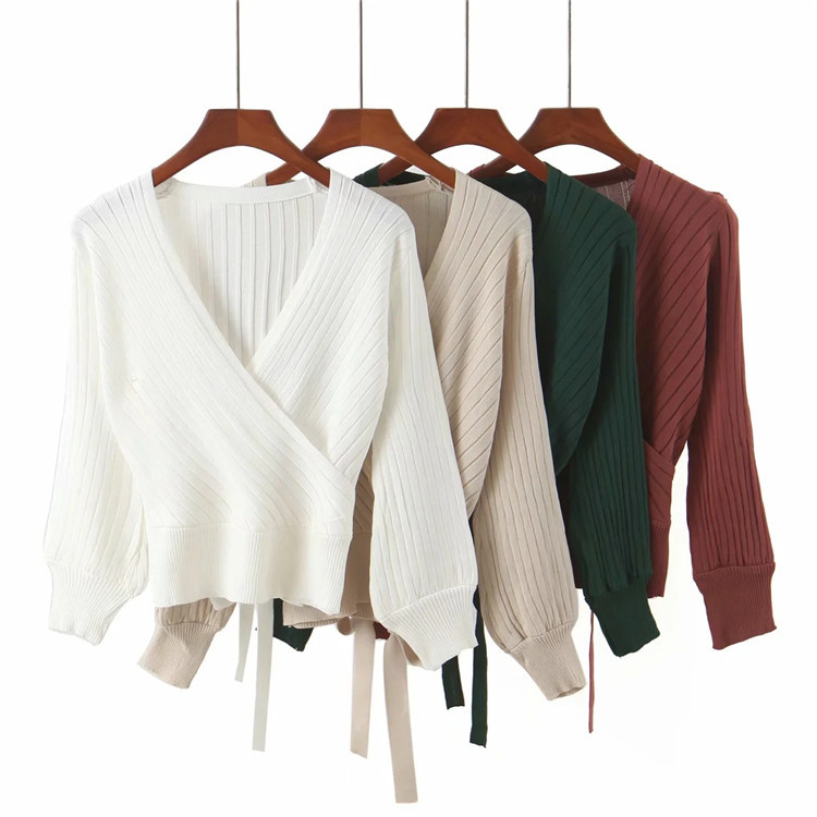 V-Neck Knitted Cardigan Female Slim Sweater
