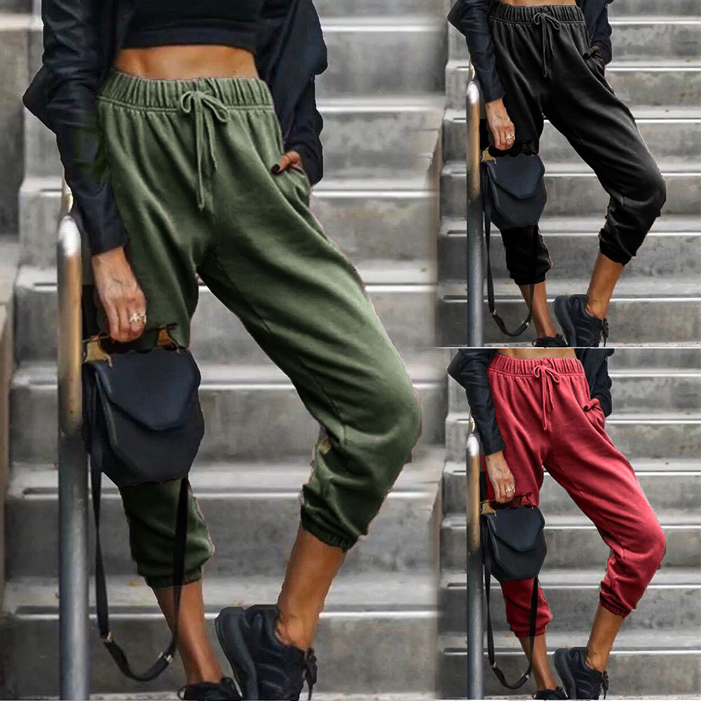 Pure Color Fashion Elastic Waist All-Match Casual Harem Pants
