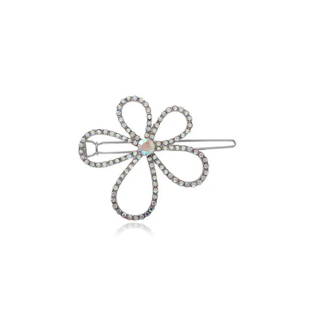 Rhinestone Flower Hairpin Female Hollow Small Flower Lace Clip Hairpin Single Pack - Shop at LoveMi