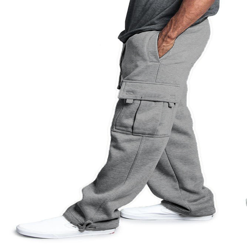 Men's Casual Pants Multi-Pocket Loose Straight-Leg Overalls
