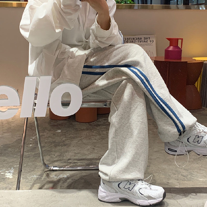 The New Korean Style High-Waist Straight Leg Trousers, All-Match Thick Sports Casual Pants