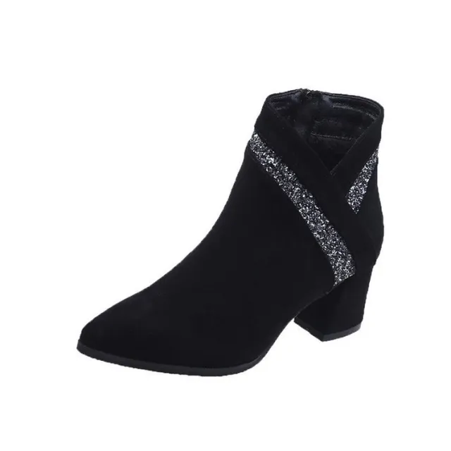 Women's Velvet Warm High Heeled Martin Boots Black - Shop at LoveMi