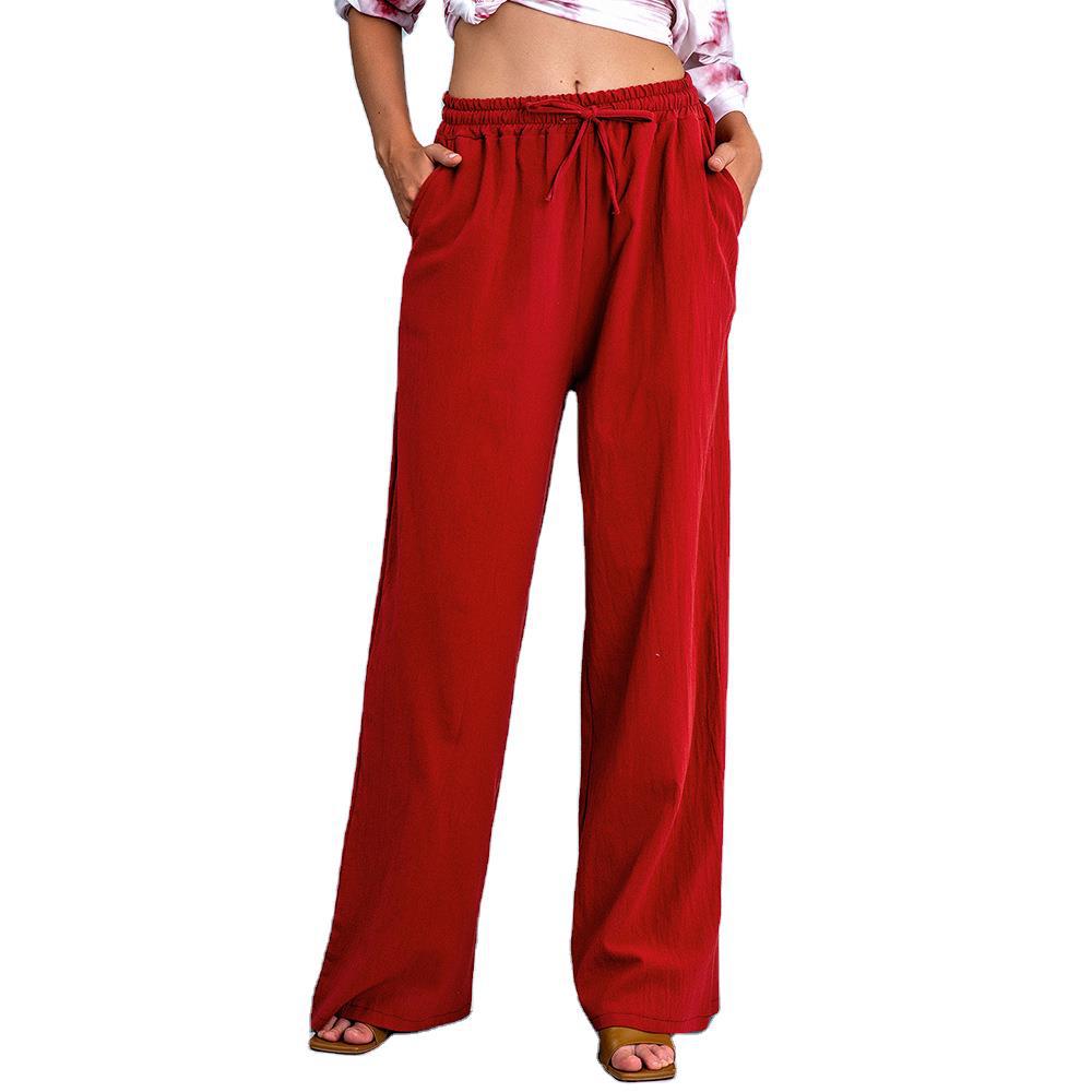 Elastic Waist Bangs All-match Straight Casual Wide-leg Pants