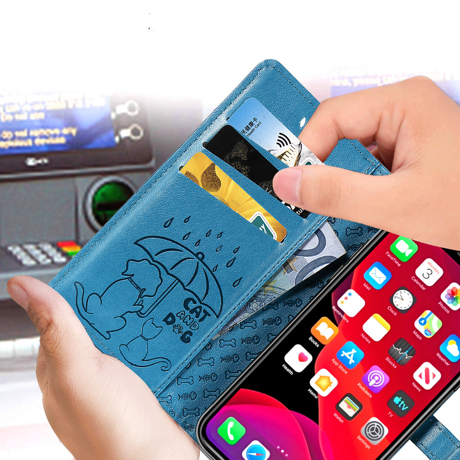 New Leather Case, Multi-Function Clamshell Card, Drop-Proof - Image 2